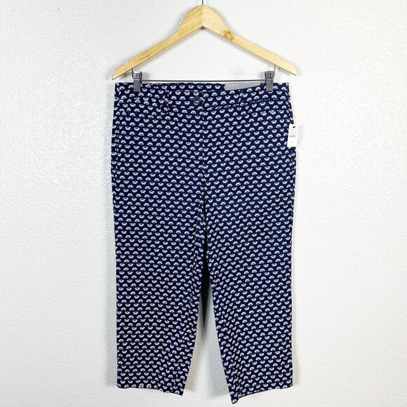 Talbots NWT Women’s Perfect Skimmers Slim Fit Crop Capri Pant in Navy Floral 8 - Picture 2 of 10